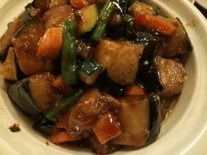 Eggplant & fish hot pot at Tian Ran in Mermaid Beach