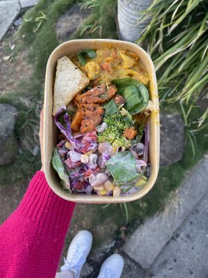 Large TA box: 2 salads and 1 curry   at Cardamom Pod in Byron Bay