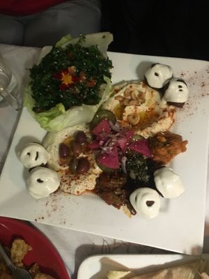 Large middle eastern plate   at Wolf & Lamb Vegan in Nimbin