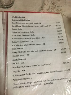 Menu page 1 at Wolf & Lamb Vegan in Nimbin