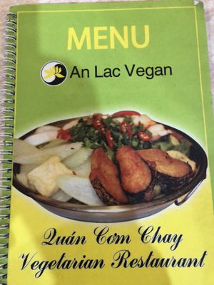 Menu at An Lac Vegan in Cabramatta