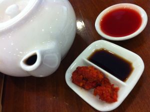condiments at Green Gourmet in Newtown