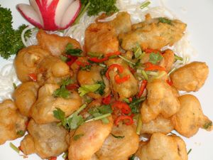Salt & Pepper Tempura Mushrooms.  Can request wheat-free batter. at Green Gourmet in Newtown