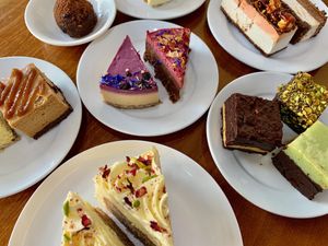 Some of our cakes are gluten free and refined sugar free such as our Lemon & Blueberry Raw Cheesecake and Brownies (we recommend the Peanut Butter one). at Green Gourmet in Newtown