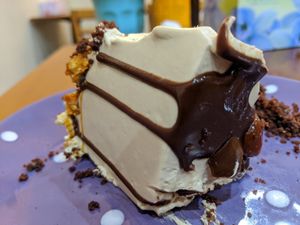 Popcorn caramel chocolate mud sponge at Green Gourmet in Newtown