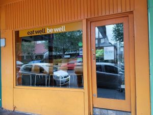 outside at Iku Wholefood Kitchen in Glebe