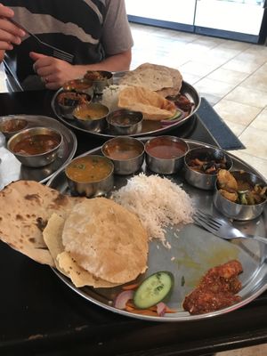 Thali plates  at Maya Vegetarian Chat House in Surry Hills
