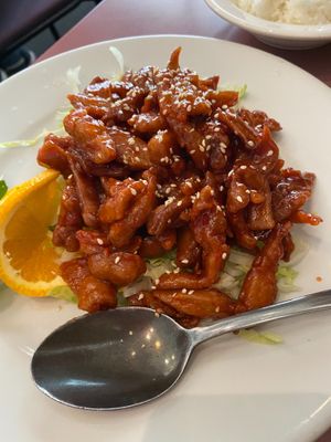Crispy gluten in chilli sauce  at Mother Chu's Vegetarian Kitchen in Sydney