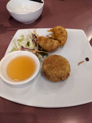 Fried dim Sims, steamed also available at Mother Chu's Vegetarian Kitchen in Sydney