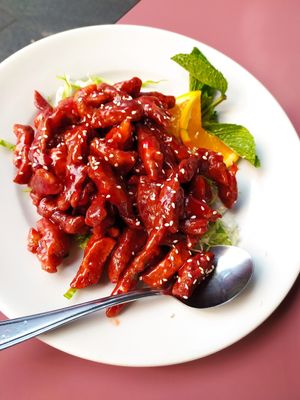 Stir fried crispy seitan at Mother Chu's Vegetarian Kitchen in Sydney