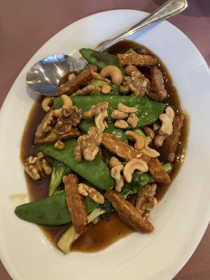 Greens, seitan, nuts  at Mother Chu's Vegetarian Kitchen in Sydney