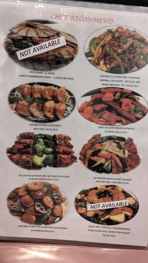 Menu as of July 2023 at Mother Chu's Vegetarian Kitchen in Sydney