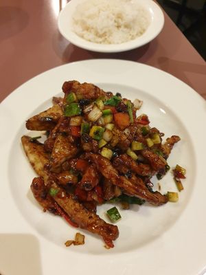 Special eggplant, soy slices stirfry w/black bean $23.80 at Mother Chu's Vegetarian Kitchen in Sydney