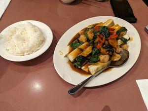 Steamed eggplant and soy nuggets at Mother Chu's Vegetarian Kitchen in Sydney