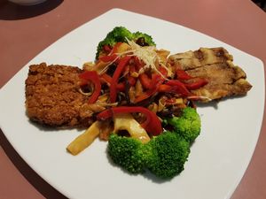 Crispy skin 'piglet' with mushrooms and bamboo shoots at Mother Chu's Vegetarian Kitchen in Sydney