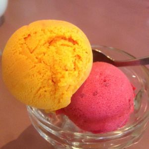 Mango & Raspberry vegan ice cream at Mother Chu's Vegetarian Kitchen in Sydney