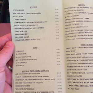 menu 1 at Mother Chu's Vegetarian Kitchen in Sydney