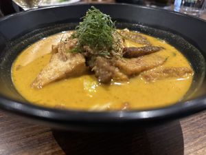 Laksa (mushrooms removed)   at Shakahari in Carlton