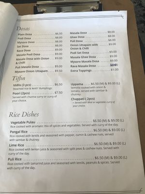 Menu at Lakishmi Vilas Vegetarian Take Away in Dandenong
