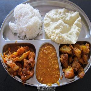 Lunch plate at Lakishmi Vilas Vegetarian Take Away in Dandenong