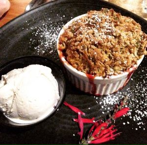 crumble with soy icecream  at Vegie Bar in Fitzroy