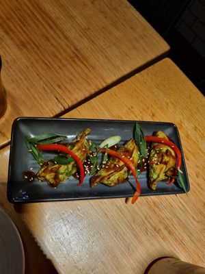 Vegetable gyoza $10 at Vegie Bar in Fitzroy