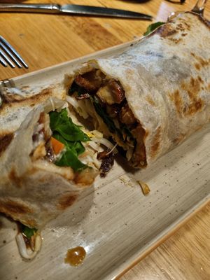 Peking duck wrap $18 at Vegie Bar in Fitzroy