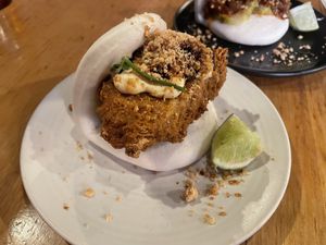 Vegan chicken bao. A winner!  at Vegie Bar in Fitzroy