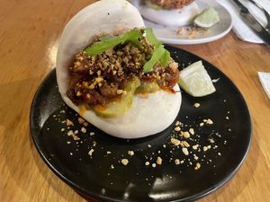 Vegan beef bao  at Vegie Bar in Fitzroy