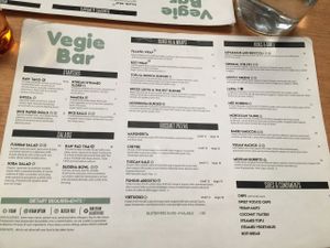 Menu at Vegie Bar in Fitzroy