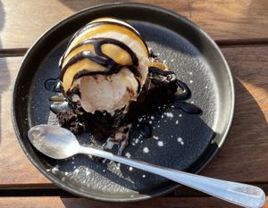 Brownie, with caramel sauce & homemade icecream 😱♥️👍👍  at Vegie Bar in Fitzroy