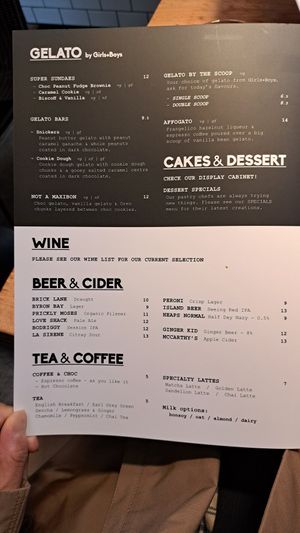 Menu at Vegie Bar in Fitzroy