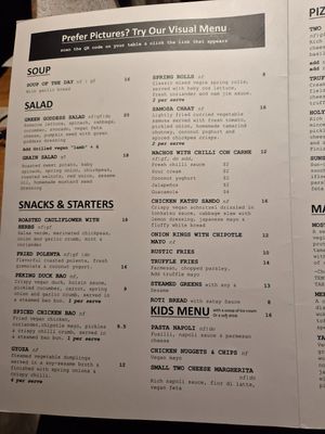 Menu July 2025 at Vegie Bar in Fitzroy