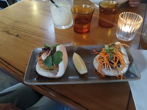 Chicken and duck bao at Vegie Bar in Fitzroy