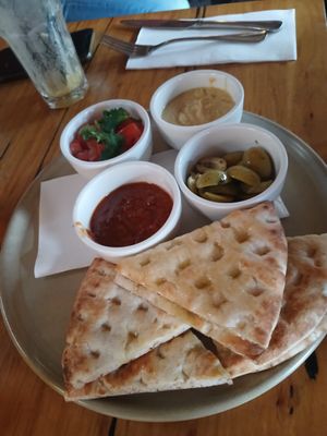 Hummus plate at Vegie Bar in Fitzroy