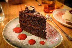 chocolate cake at Vegie Bar in Fitzroy