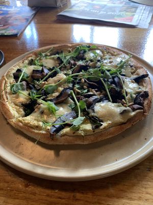 The vegan Mushroom Pizza  at Vegie Bar in Fitzroy