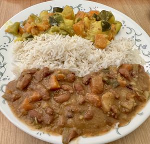 Red Kidney Bean Curry, South Indian Coconut Curry and rice   at Crossways in Melbourne