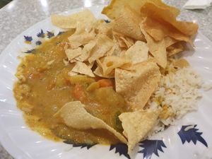 Curry and rice at Crossways in Melbourne