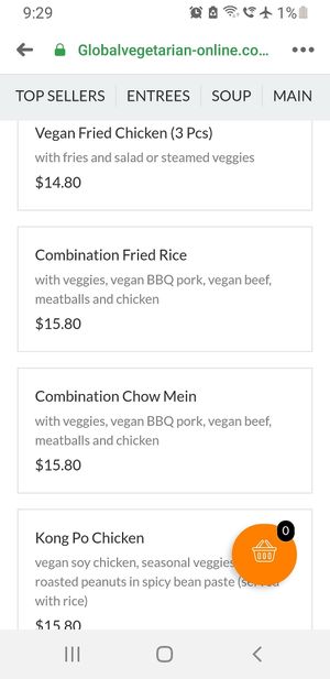 Menu at Global Vegetarian in Ormond