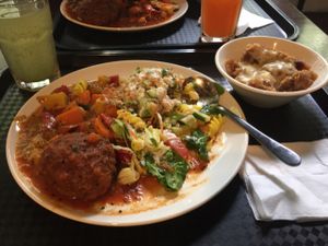 kofta, curry and salads and halwa at Gopals in Melbourne