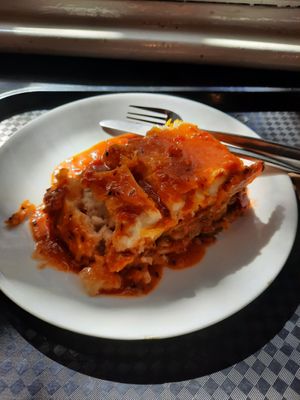 Vegan lasagna at Gopals in Melbourne