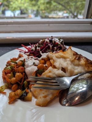 lasagna special and the window seat at Gopals in Melbourne