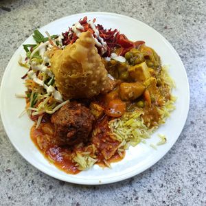 Not so hungry plate and extra samosa at Gopals in Melbourne