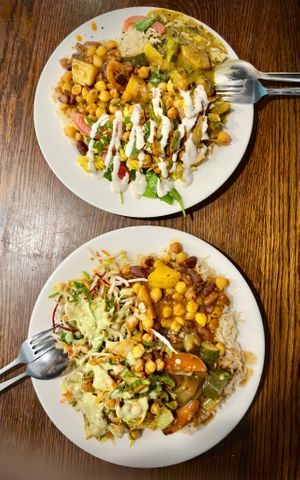 Two orders - two curries, 2 salads and rice at Gopals in Melbourne
