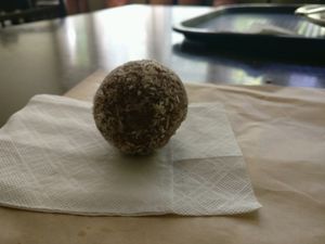 choc balls, can get as part of the vegan platter at Gopals in Melbourne