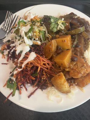 2 curries, 2 saladss  at Gopals in Melbourne