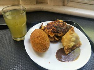 Lasagna, samosa and crocket at Gopals in Melbourne