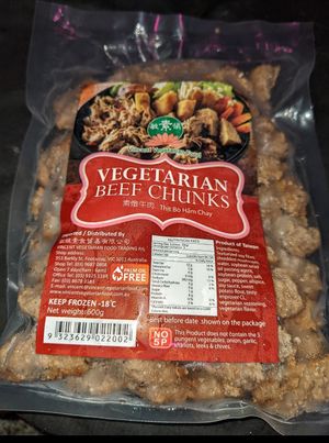 Vegan beef chunks at Vincent Vegetarian Food in Footscray