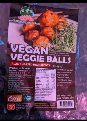 Vegan veggie balls at Vincent Vegetarian Food in Footscray
